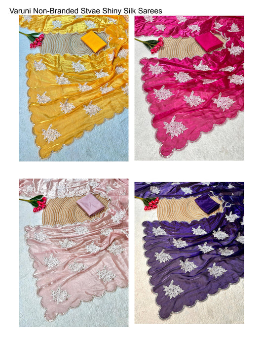 Varuni Non-Branded Stvae Shiny Silk Sarees