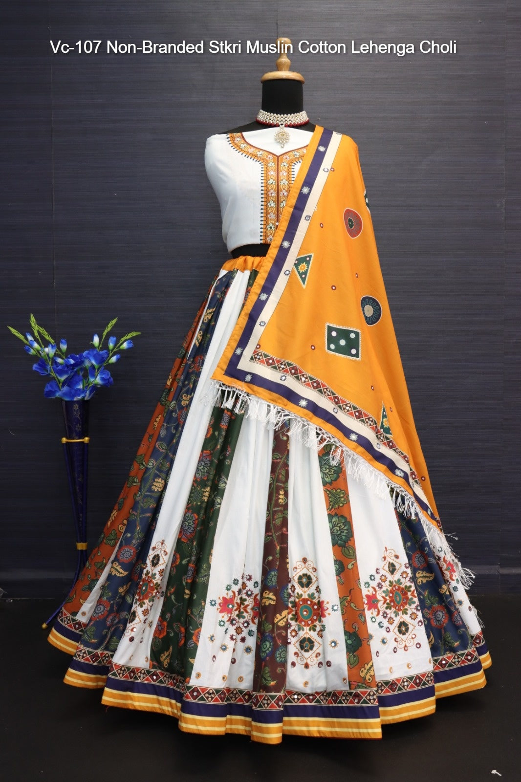 Vc-107 Non-Branded Stkri Muslin Cotton Lehenga Choli