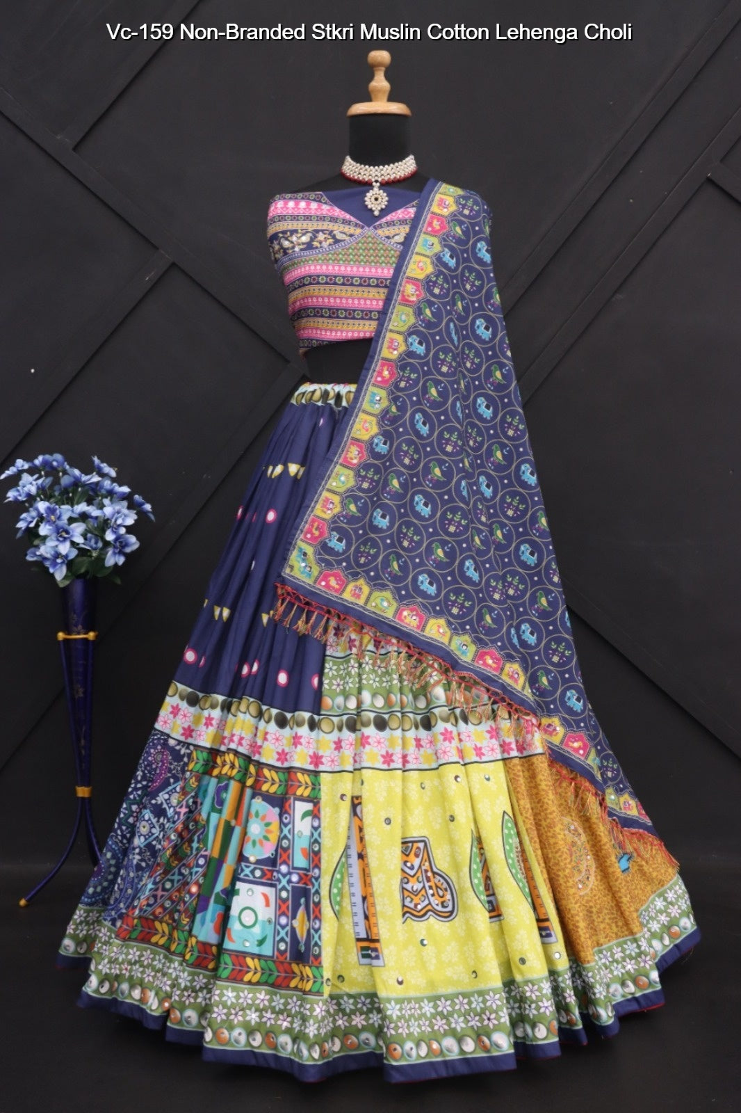 Vc-159 Non-Branded Stkri Muslin Cotton Lehenga Choli