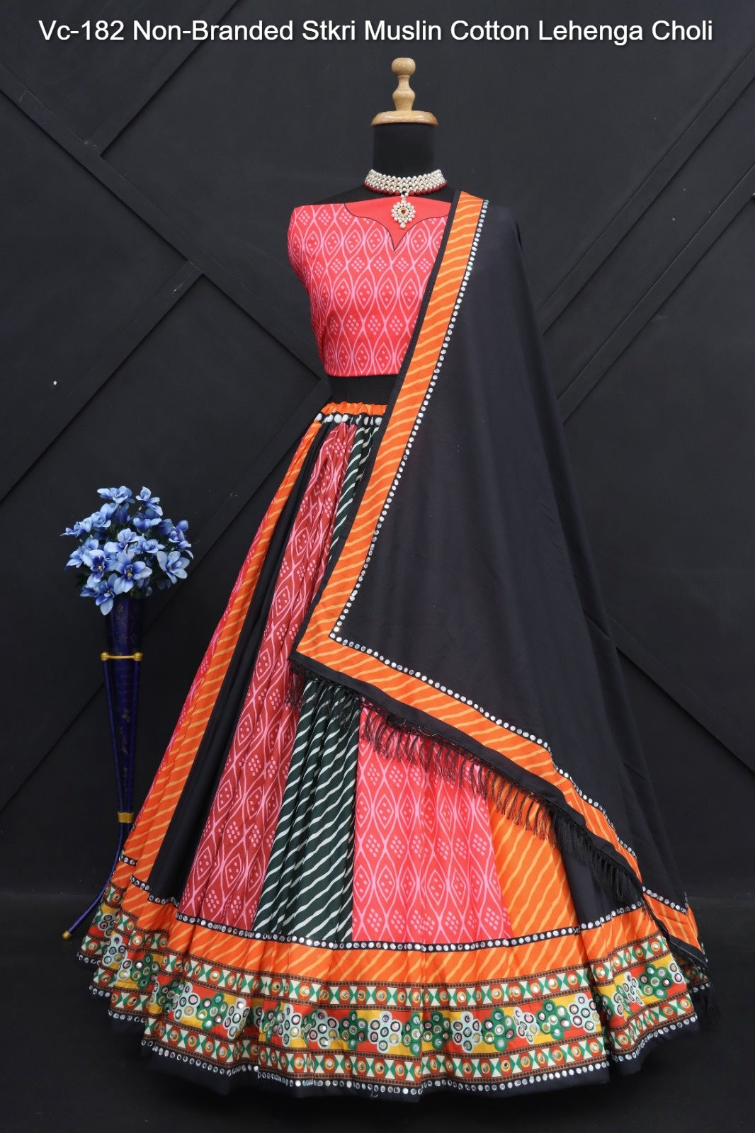 Vc-182 Non-Branded Stkri Muslin Cotton Lehenga Choli