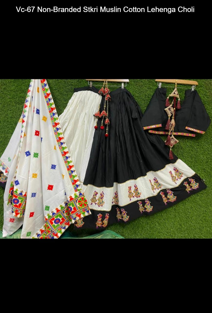 Vc-67 Non-Branded Stkri Muslin Cotton Lehenga Choli