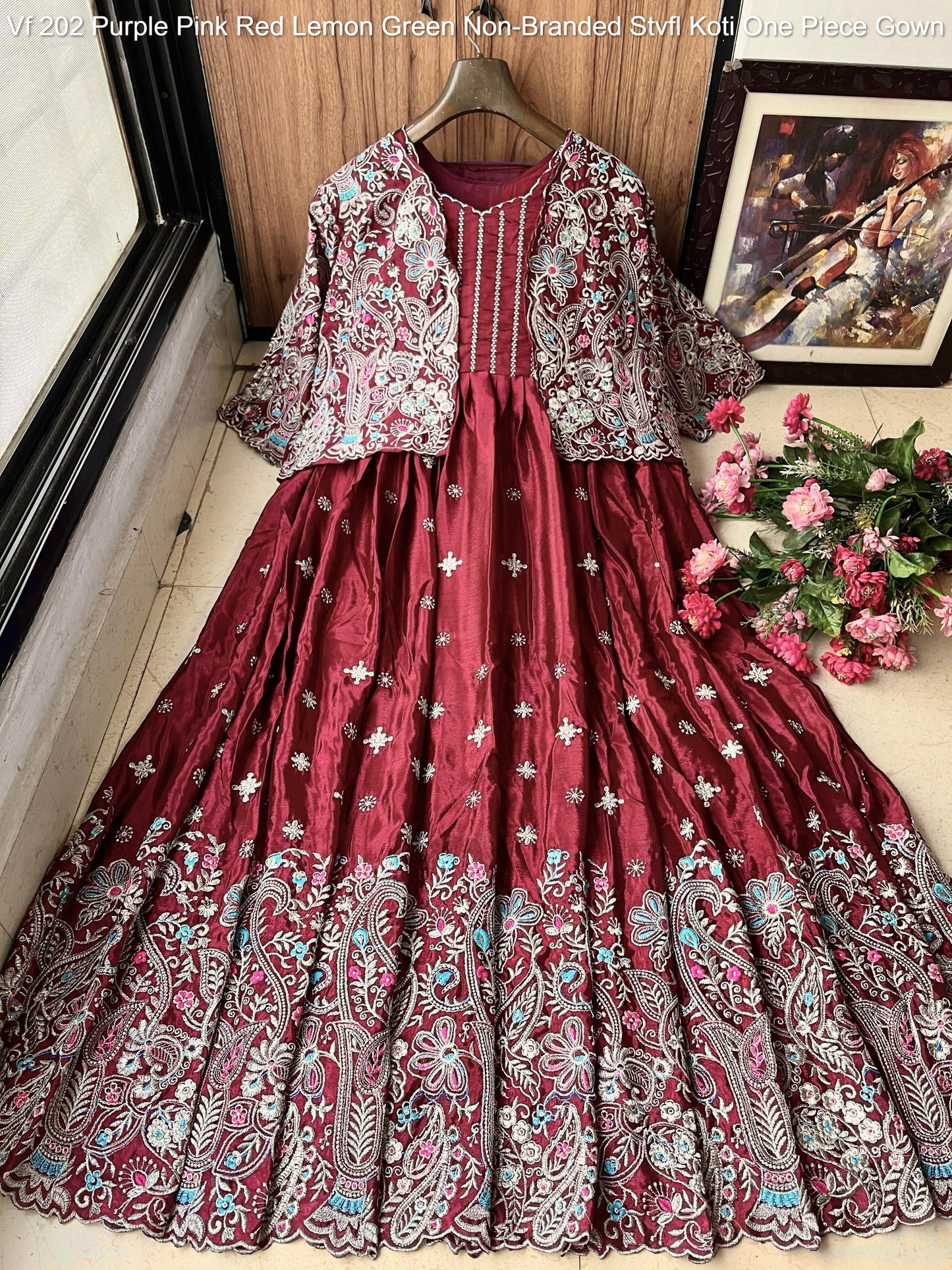 Vf 202 Purple Pink Red Lemon Green Non-Branded Stvfl Koti One Piece Gown