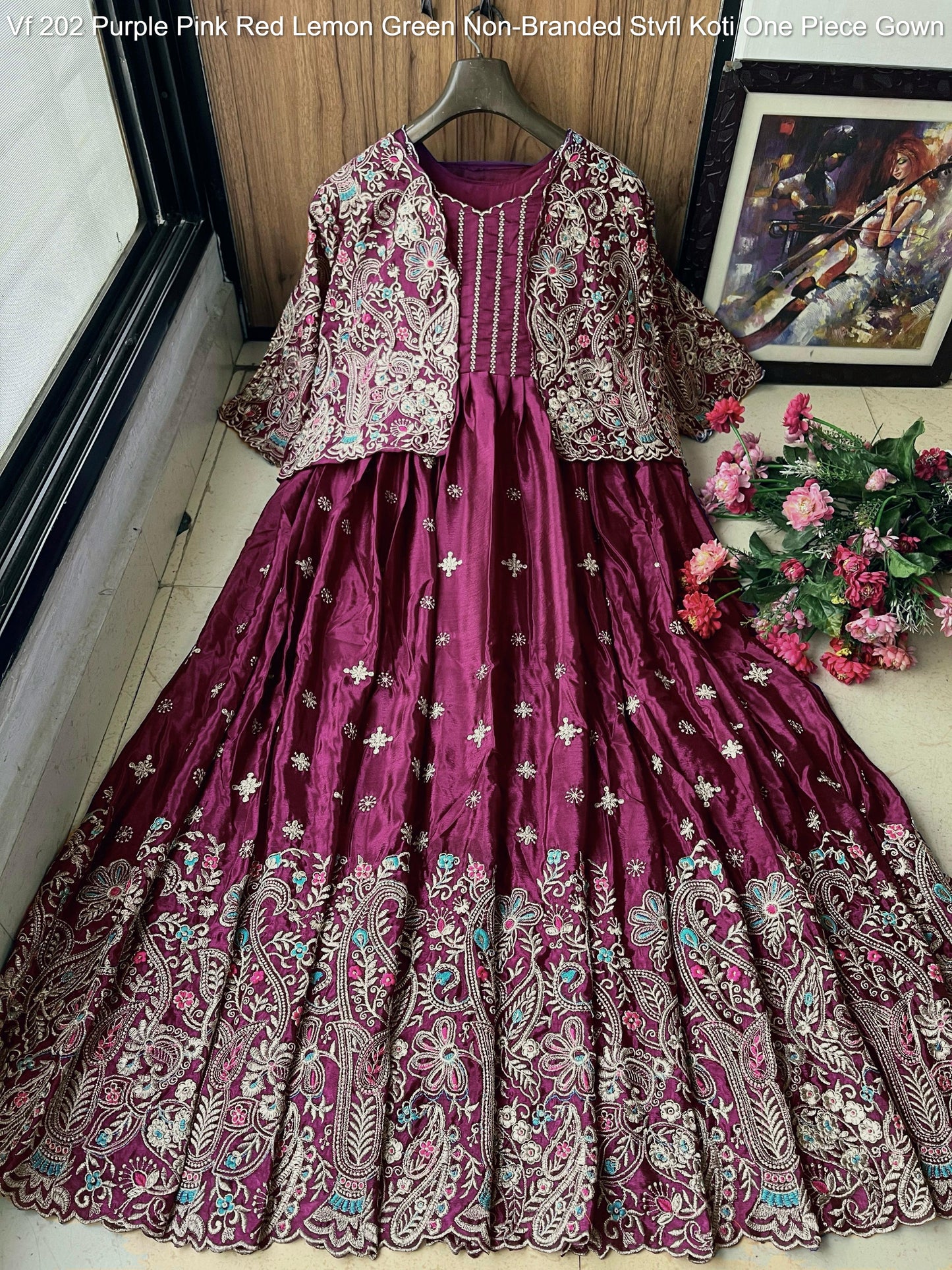 Vf 202 Purple Pink Red Lemon Green Non-Branded Stvfl Koti One Piece Gown