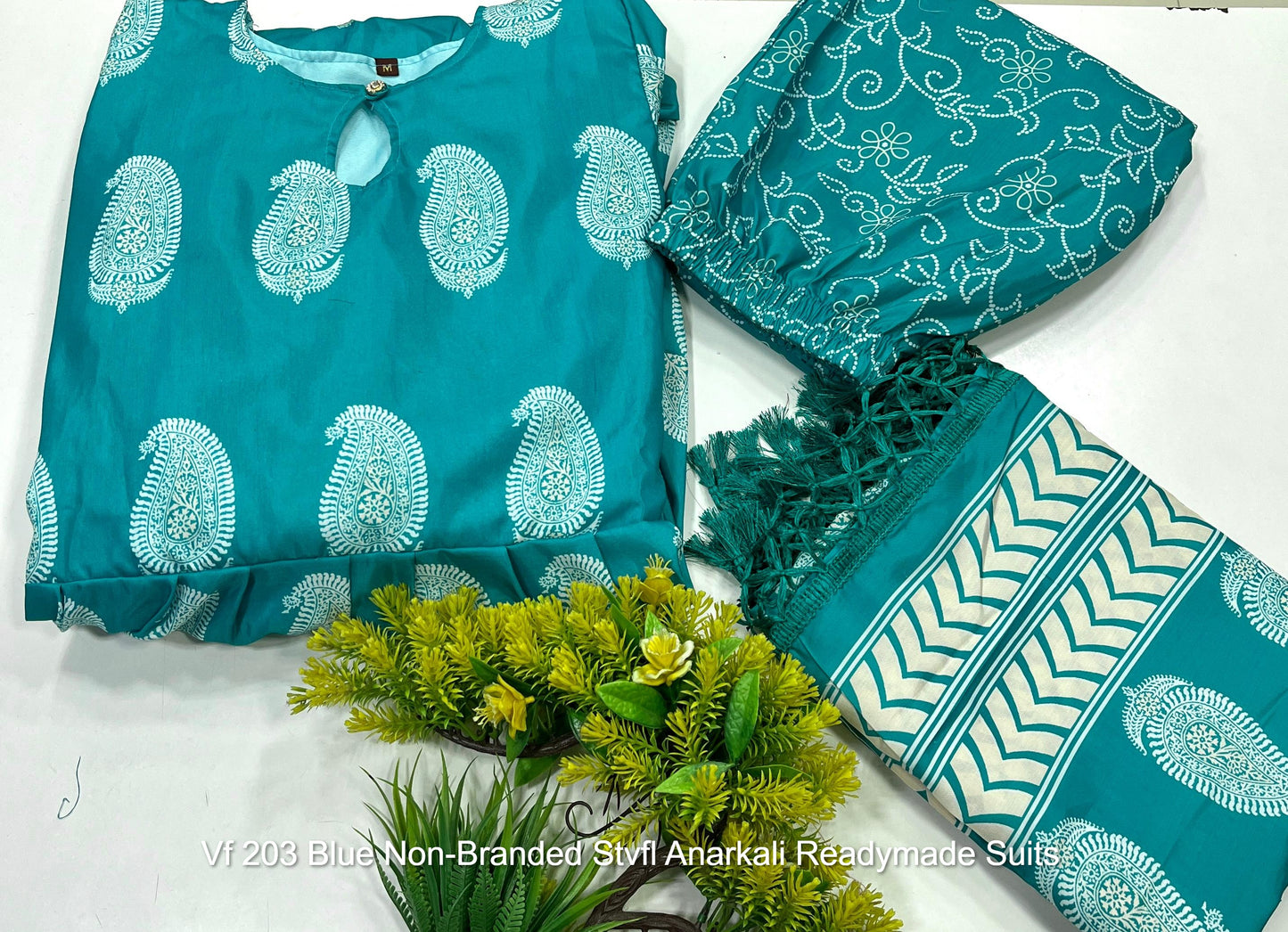 Vf 203 Blue Non-Branded Stvfl Anarkali Readymade Suits