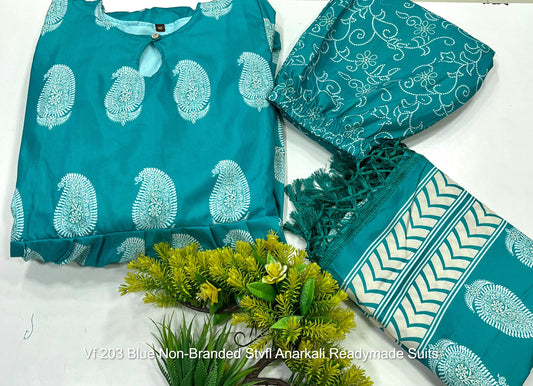Vf 203 Blue Non-Branded Stvfl Anarkali Readymade Suits