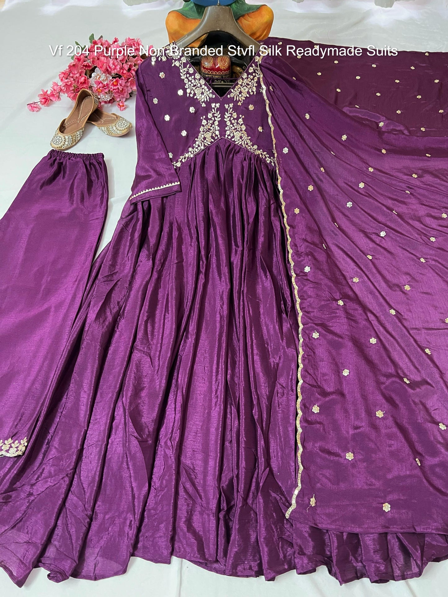Vf 204 Purple Non-Branded Stvfl Silk Readymade Suits