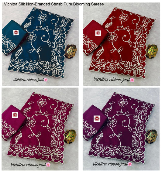 Vichitra Silk Non-Branded Stmsb Pure Blooming Sarees