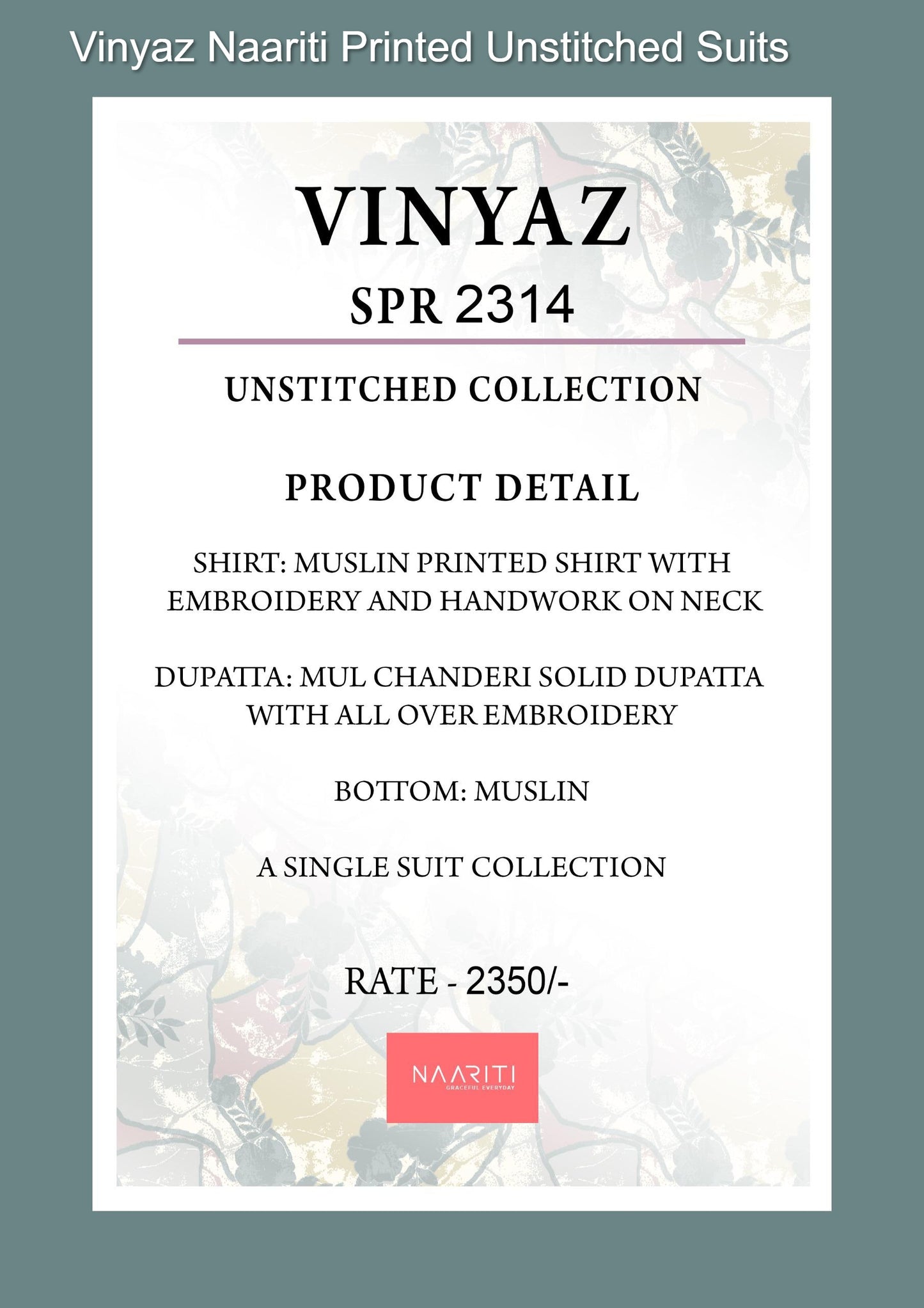 Vinyaz Naariti Printed Unstitched Suits
