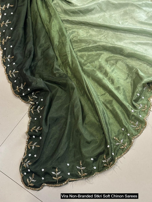 Vira Non-Branded Stkri Soft Chinon Sarees