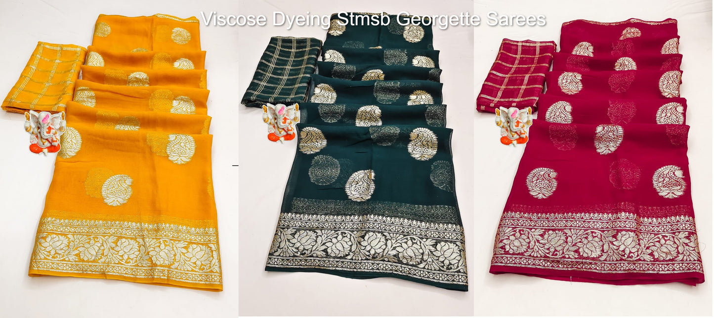 Viscose Dyeing Stmsb Georgette Sarees