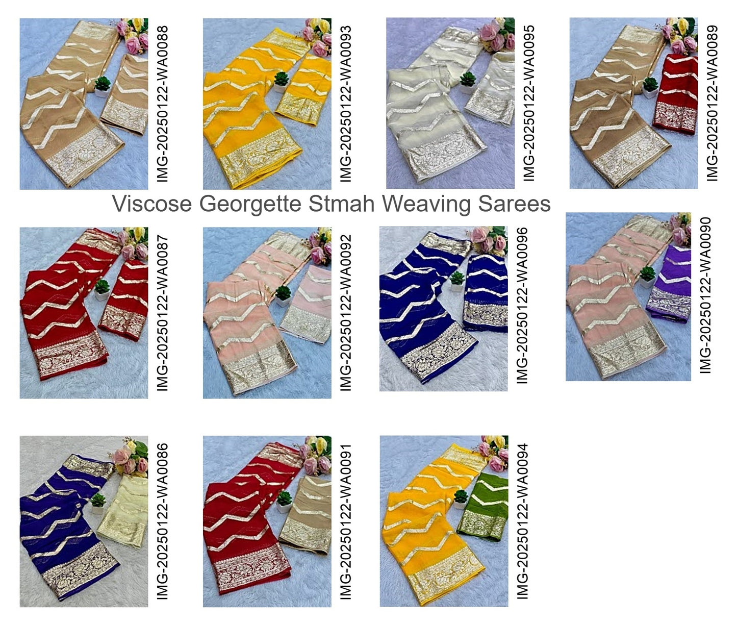 Viscose Georgette Stmah Weaving Sarees