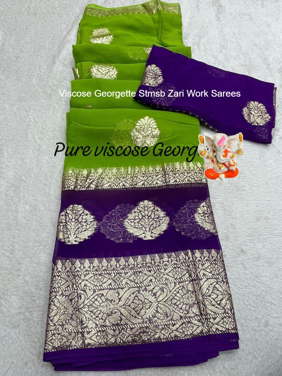 Viscose Georgette Stmsb Zari Work Sarees