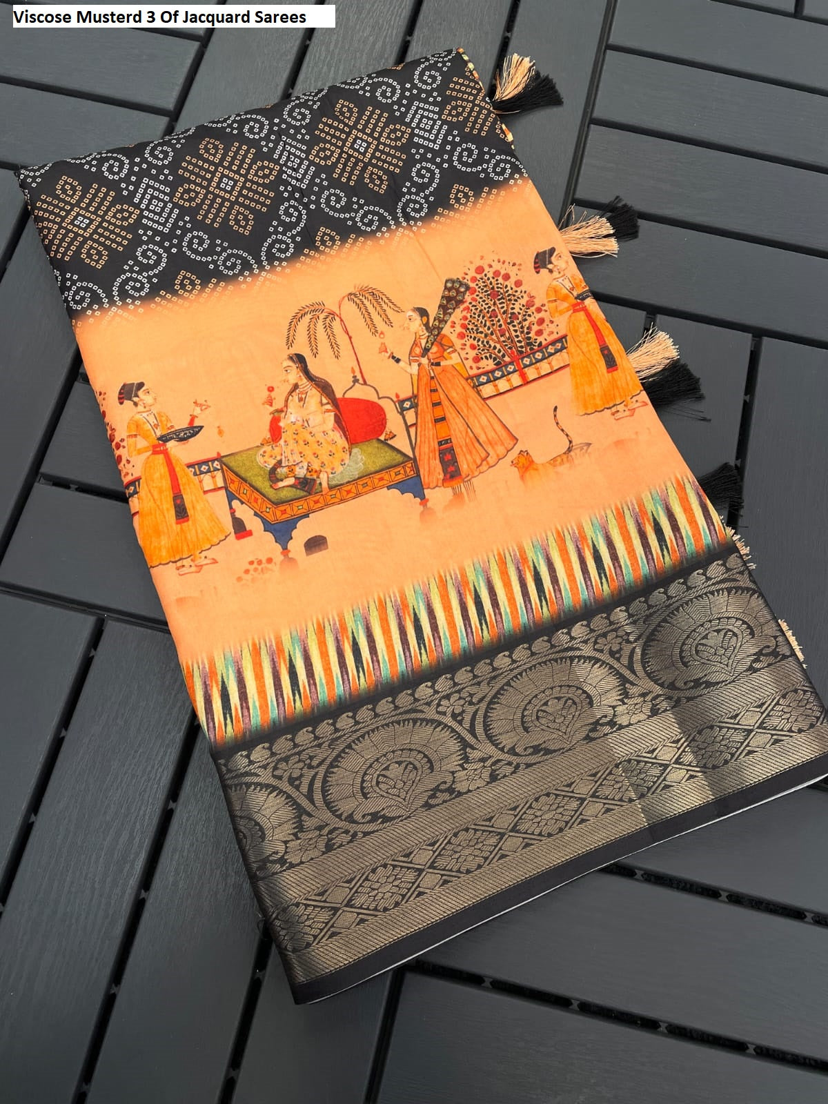 Viscose Musterd 3 Of Jacquard Sarees