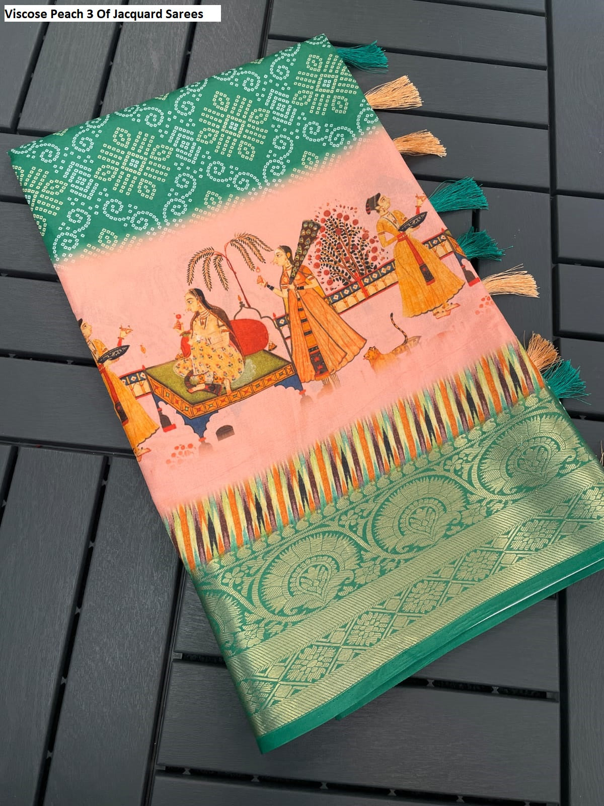 Viscose Peach 3 Of Jacquard Sarees