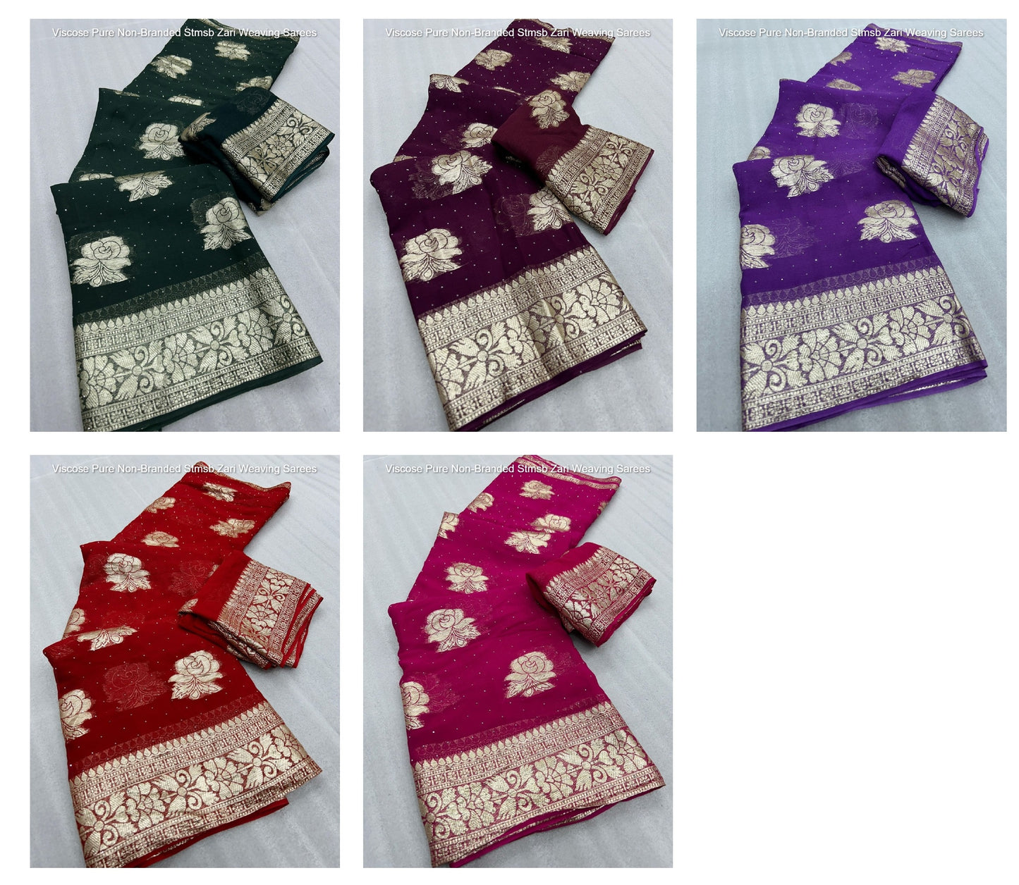 Viscose Pure Non-Branded Stmsb Zari Weaving Sarees