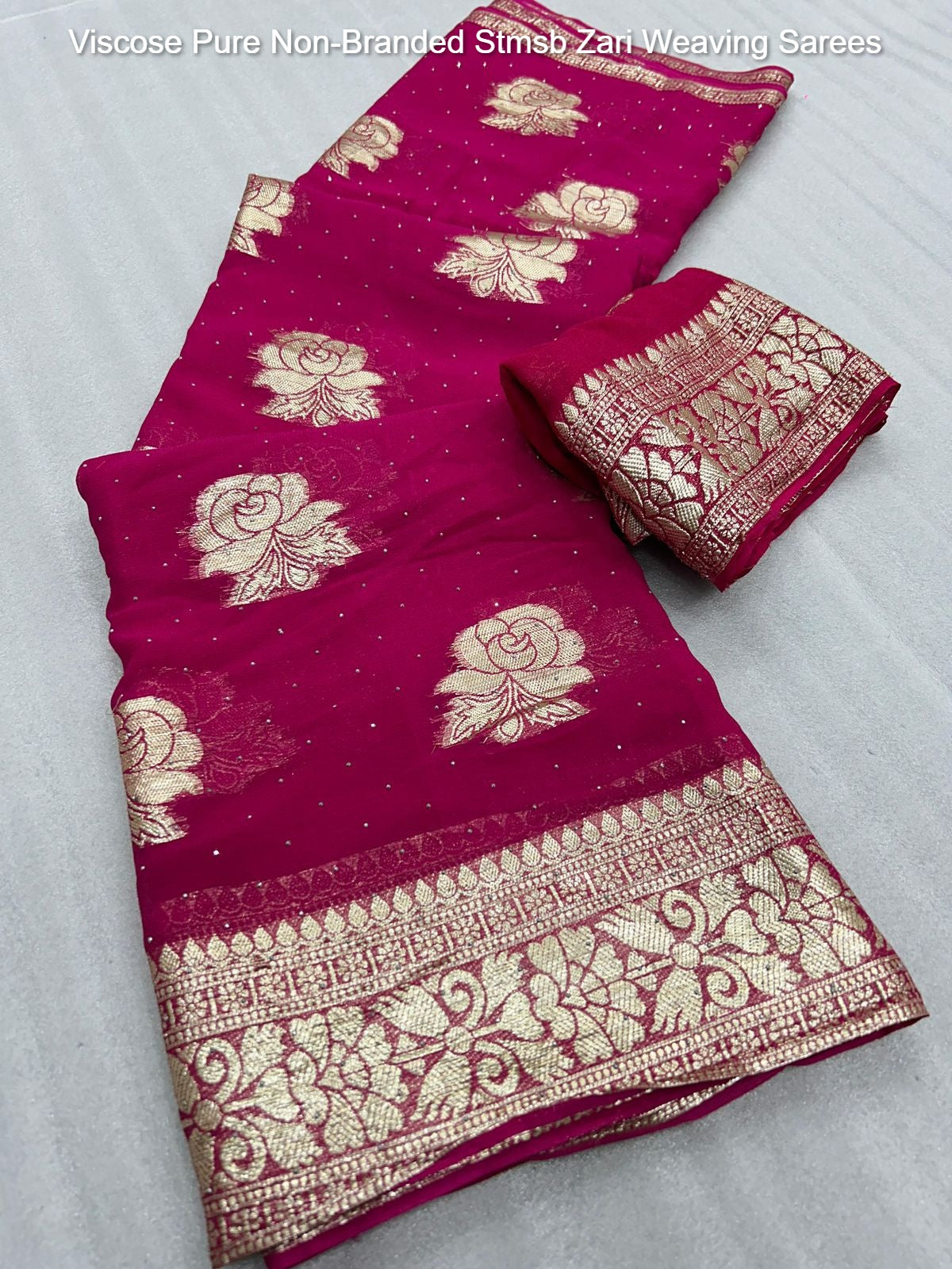 Viscose Pure Non-Branded Stmsb Zari Weaving Sarees