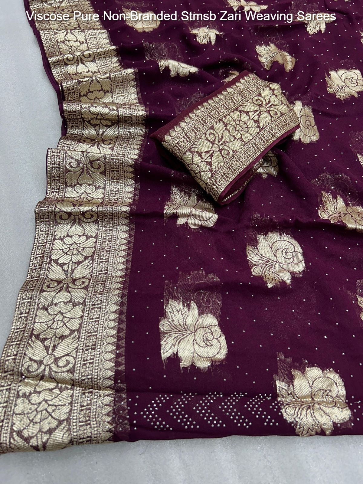 Viscose Pure Non-Branded Stmsb Zari Weaving Sarees