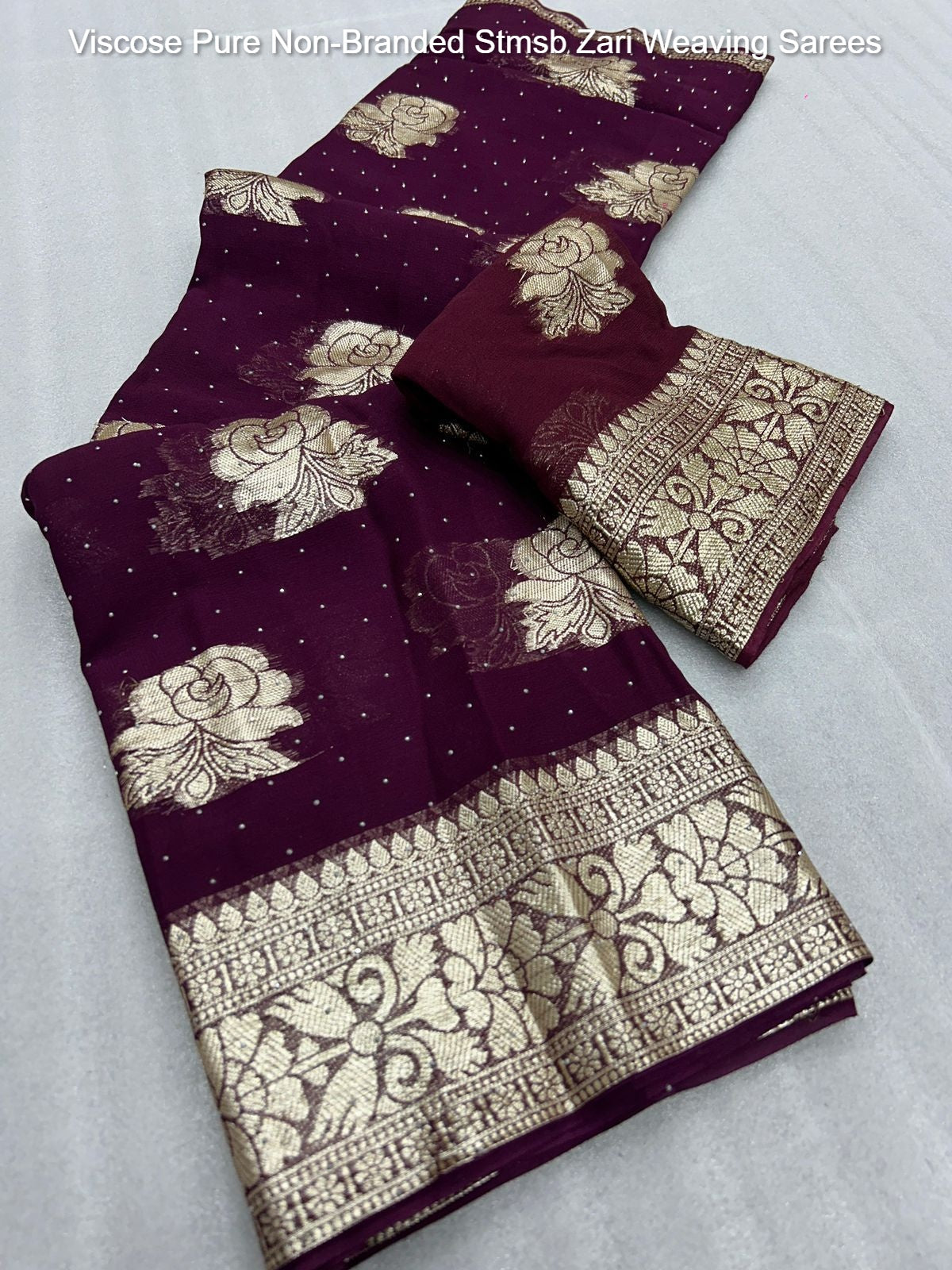 Viscose Pure Non-Branded Stmsb Zari Weaving Sarees