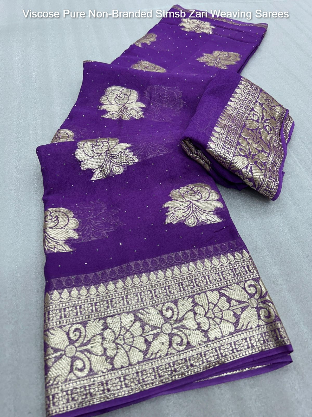 Viscose Pure Non-Branded Stmsb Zari Weaving Sarees