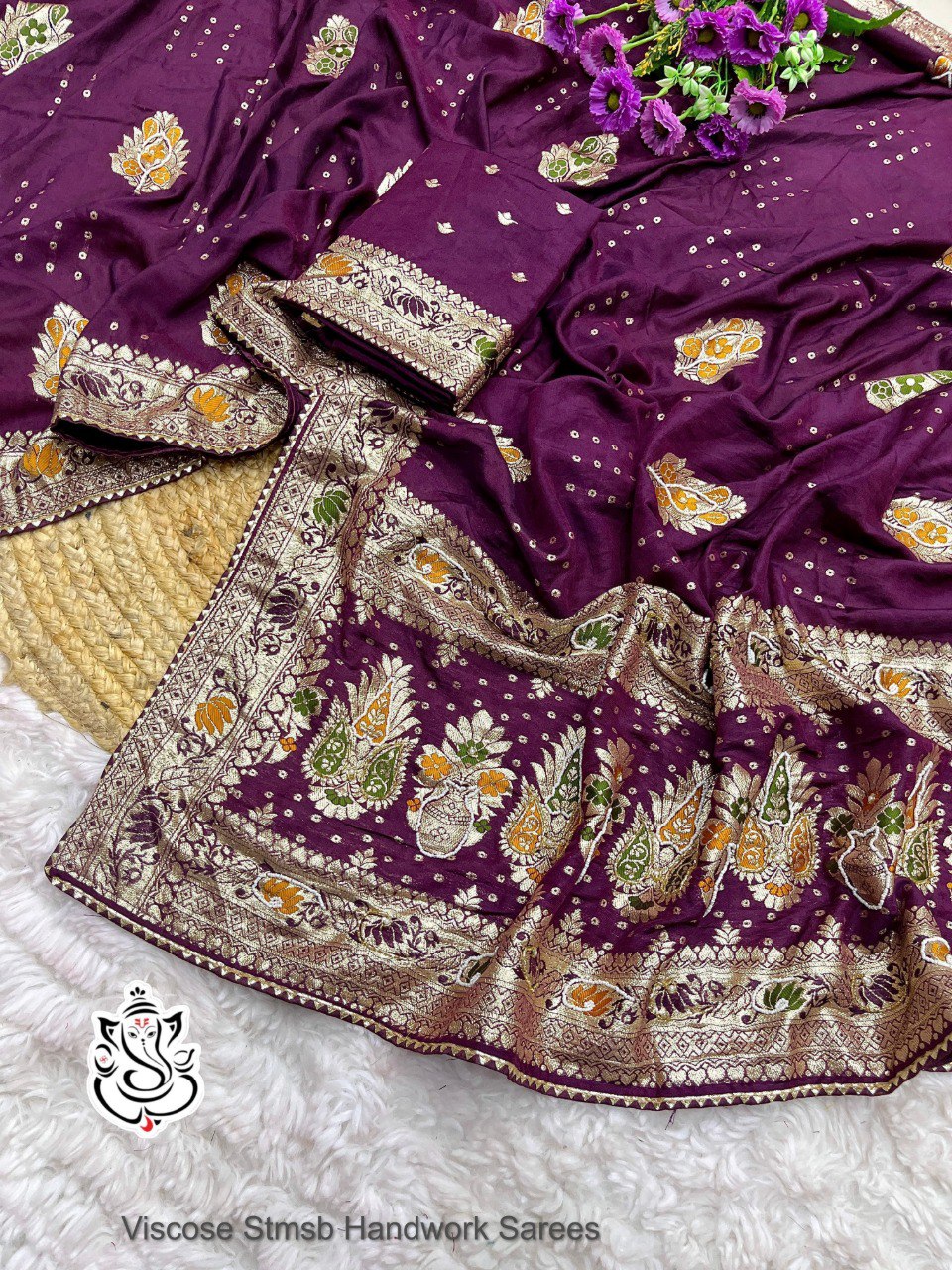 Viscose Stmsb Handwork Sarees