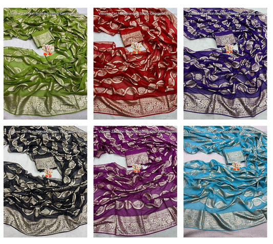 Viscose Zari Non-Branded Stmsb Georgette Sarees