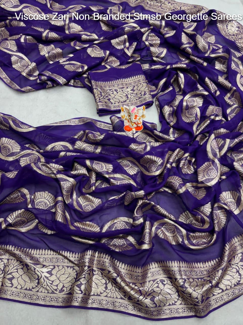Viscose Zari Non-Branded Stmsb Georgette Sarees