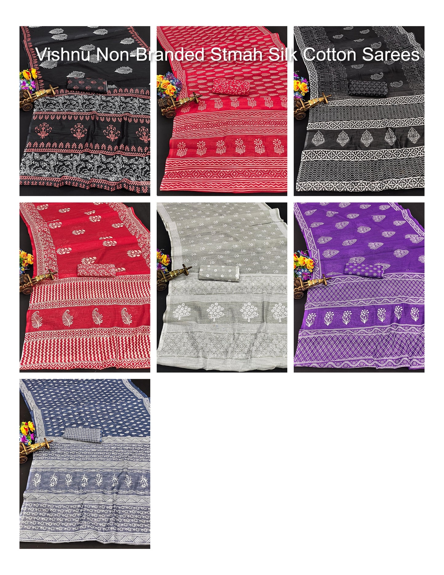 Vishnu Non-Branded Stmah Silk Cotton Sarees