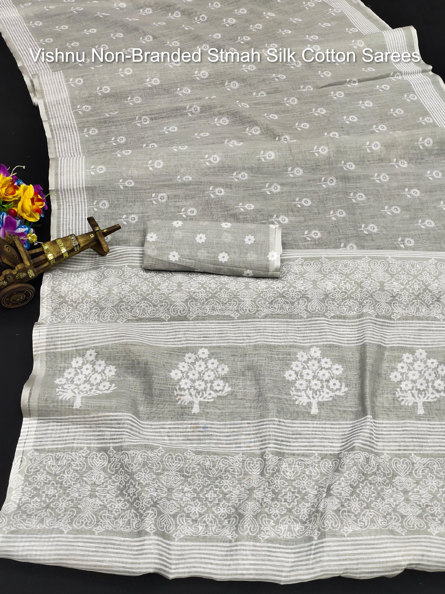 Vishnu Non-Branded Stmah Silk Cotton Sarees