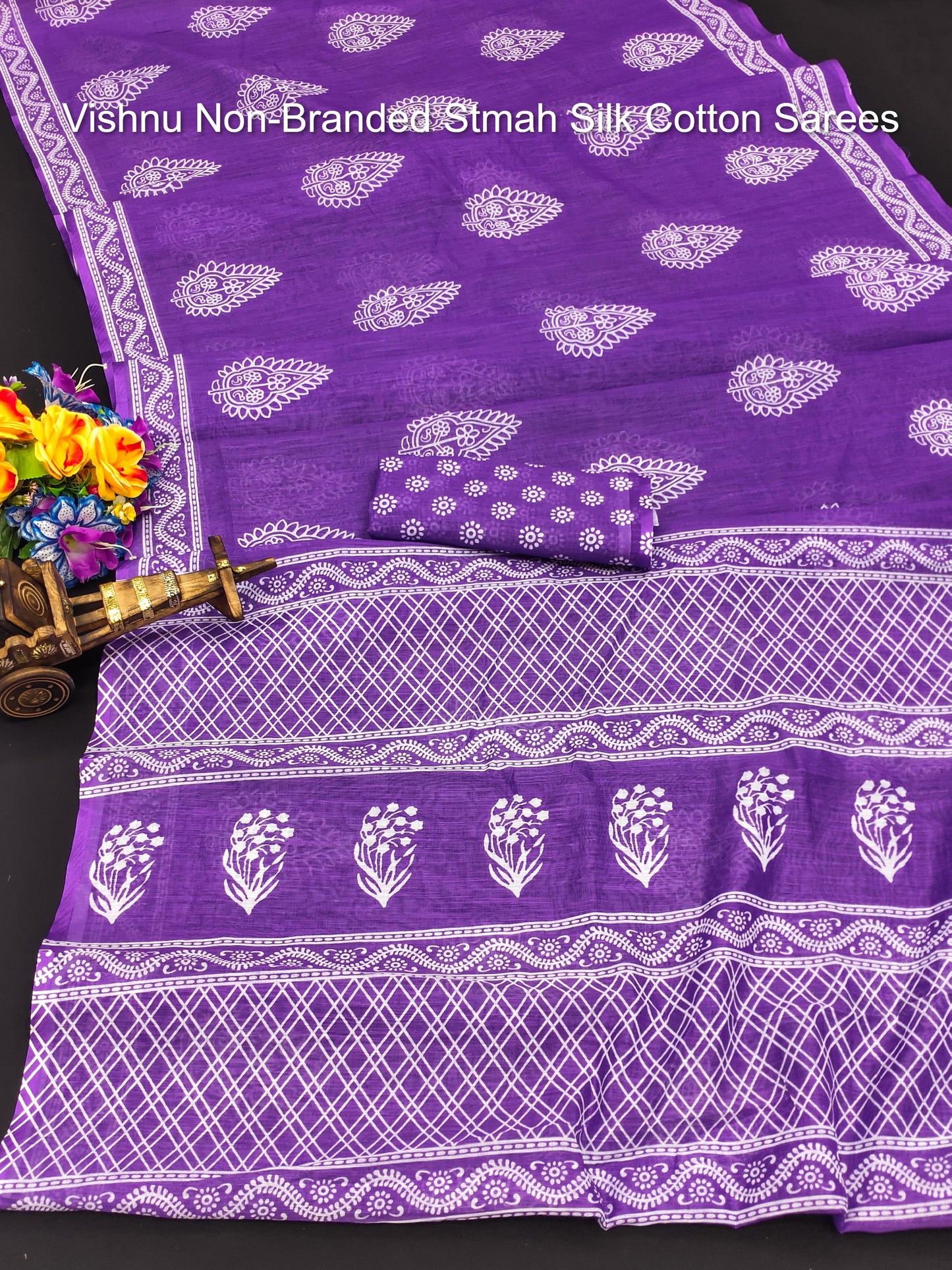 Vishnu Non-Branded Stmah Silk Cotton Sarees