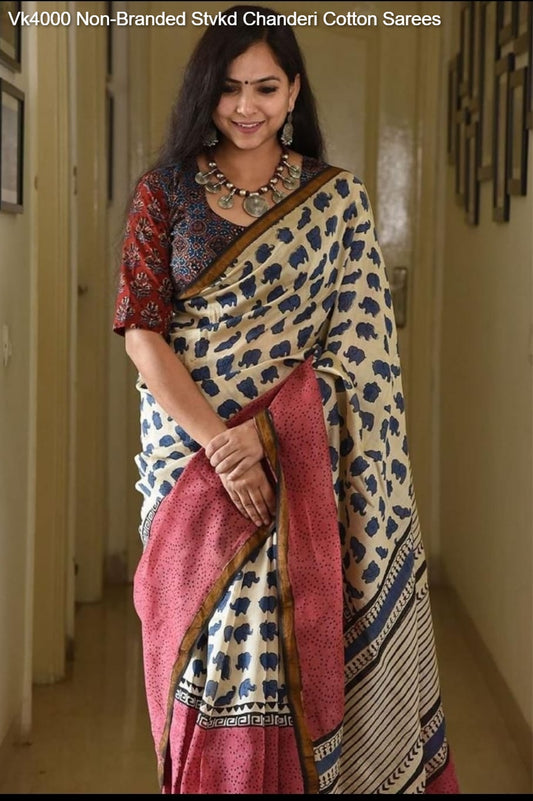 Vk4000 Non-Branded Stvkd Chanderi Cotton Sarees