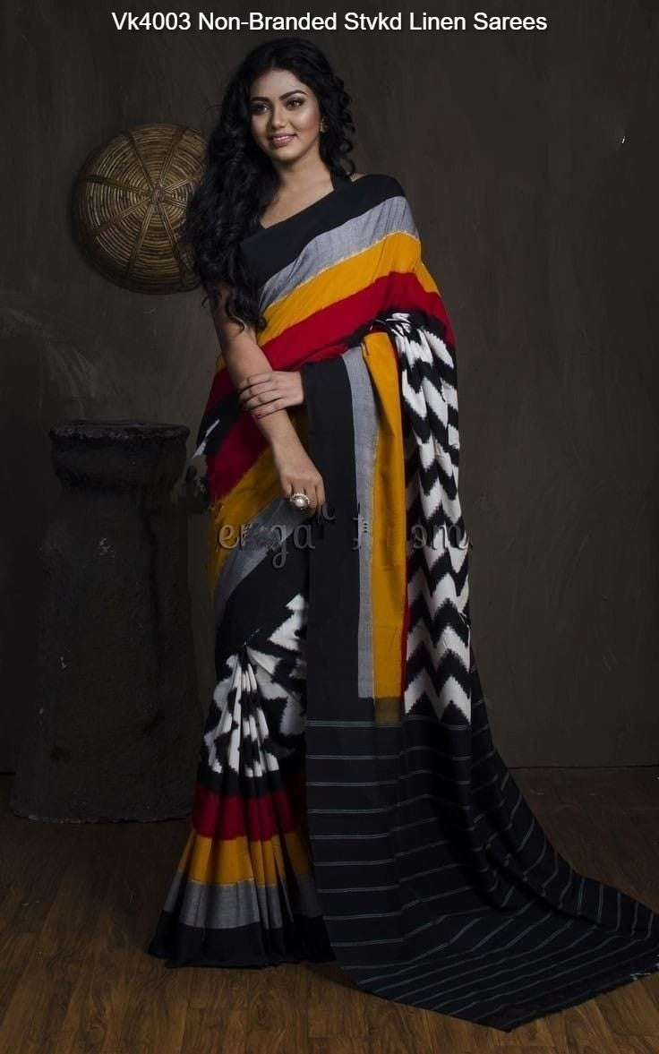 Vk4003 Non-Branded Stvkd Linen Sarees