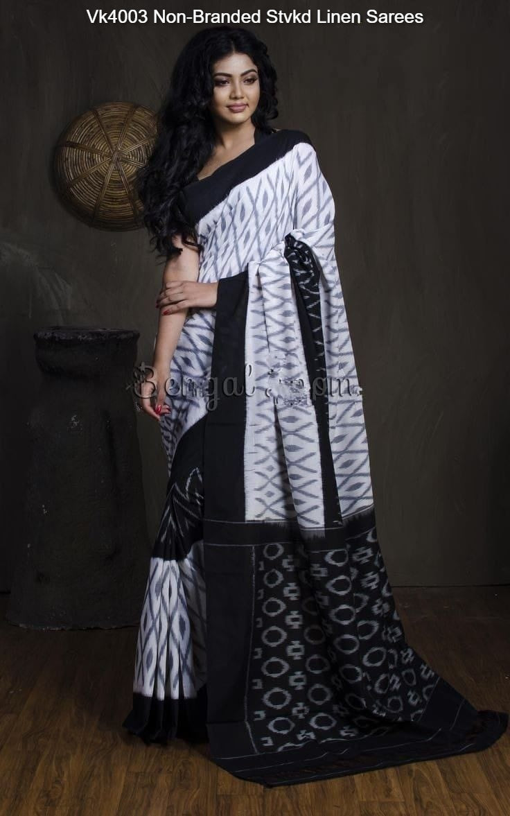 Vk4003 Non-Branded Stvkd Linen Sarees