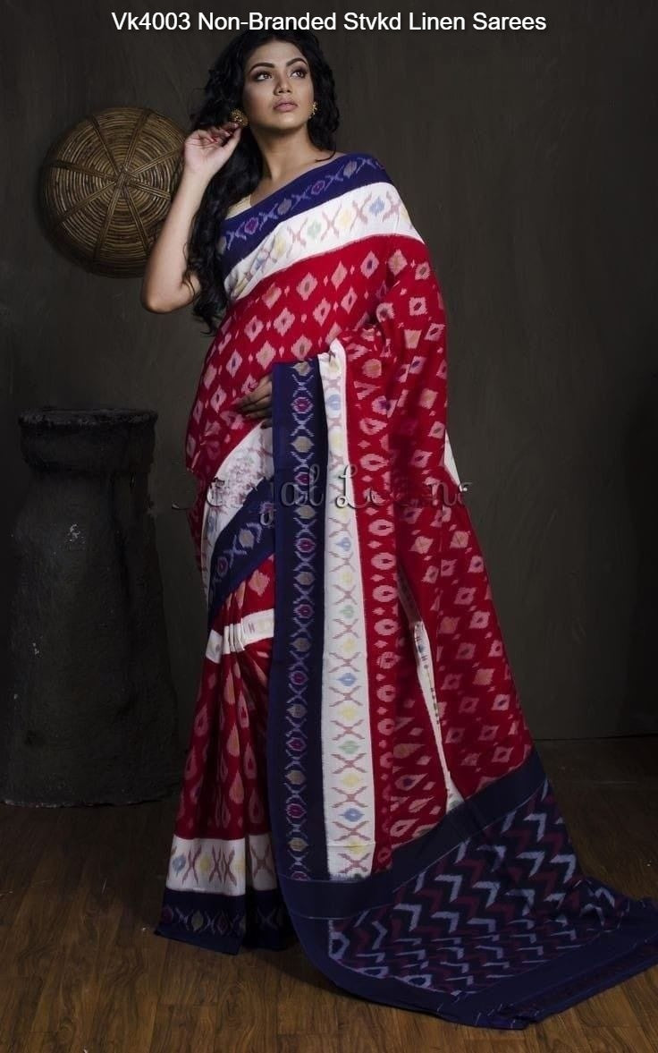Vk4003 Non-Branded Stvkd Linen Sarees