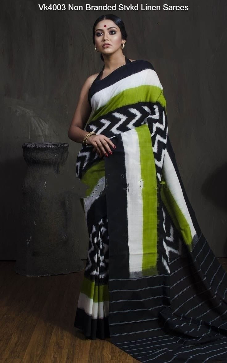 Vk4003 Non-Branded Stvkd Linen Sarees