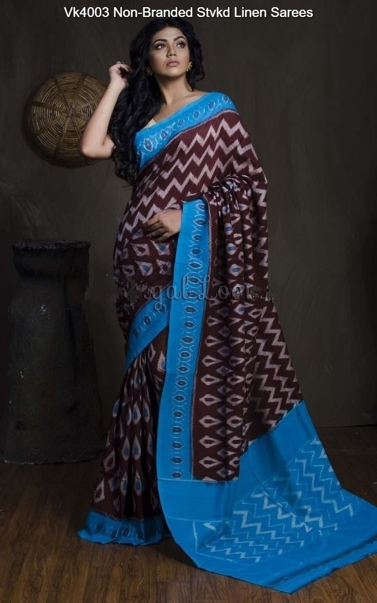Vk4003 Non-Branded Stvkd Linen Sarees