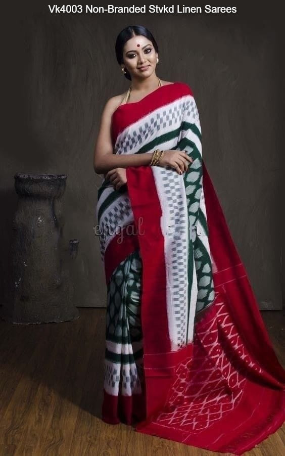 Vk4003 Non-Branded Stvkd Linen Sarees