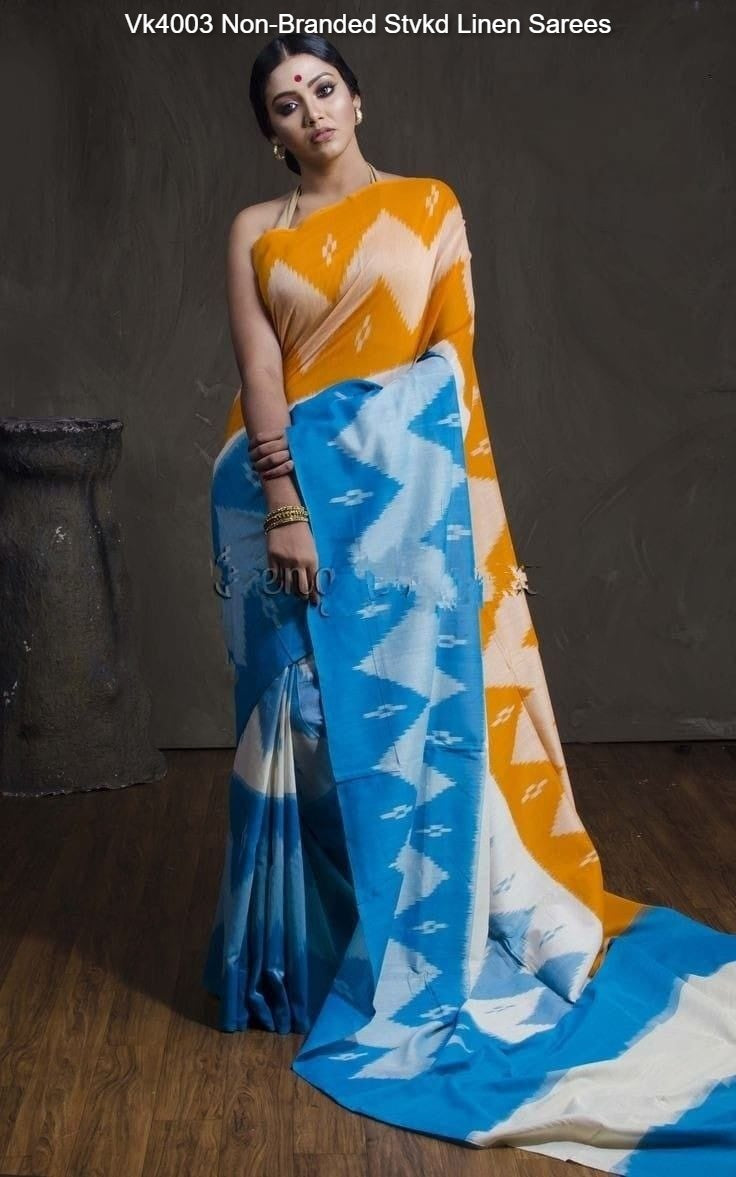 Vk4003 Non-Branded Stvkd Linen Sarees