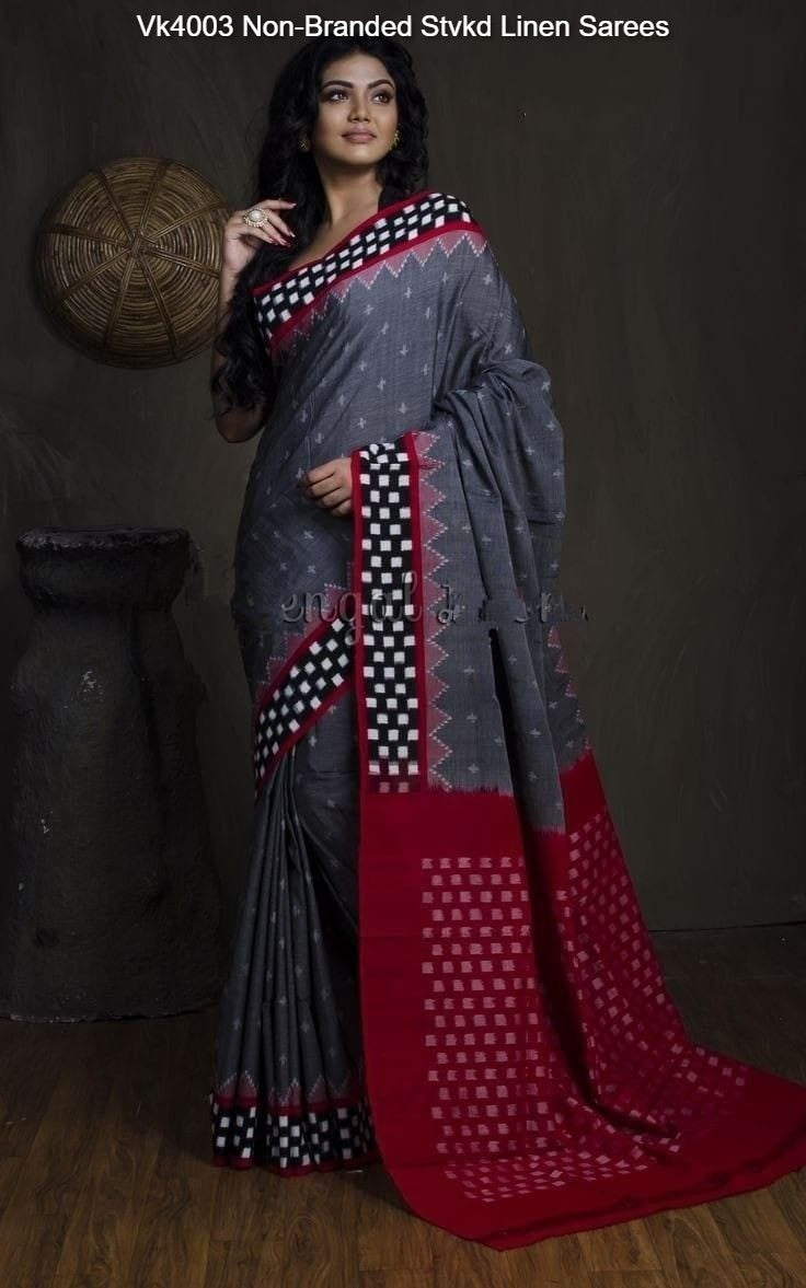 Vk4003 Non-Branded Stvkd Linen Sarees