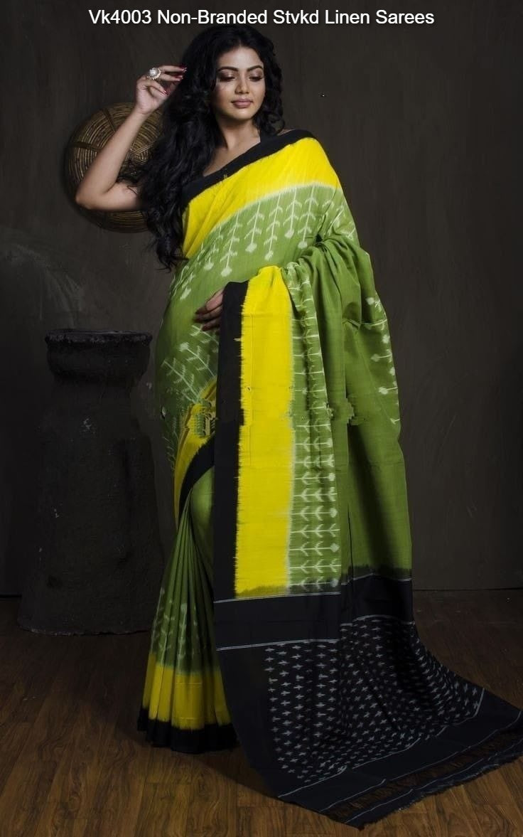 Vk4003 Non-Branded Stvkd Linen Sarees