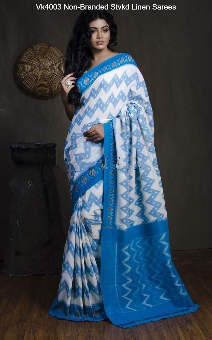 Vk4003 Non-Branded Stvkd Linen Sarees