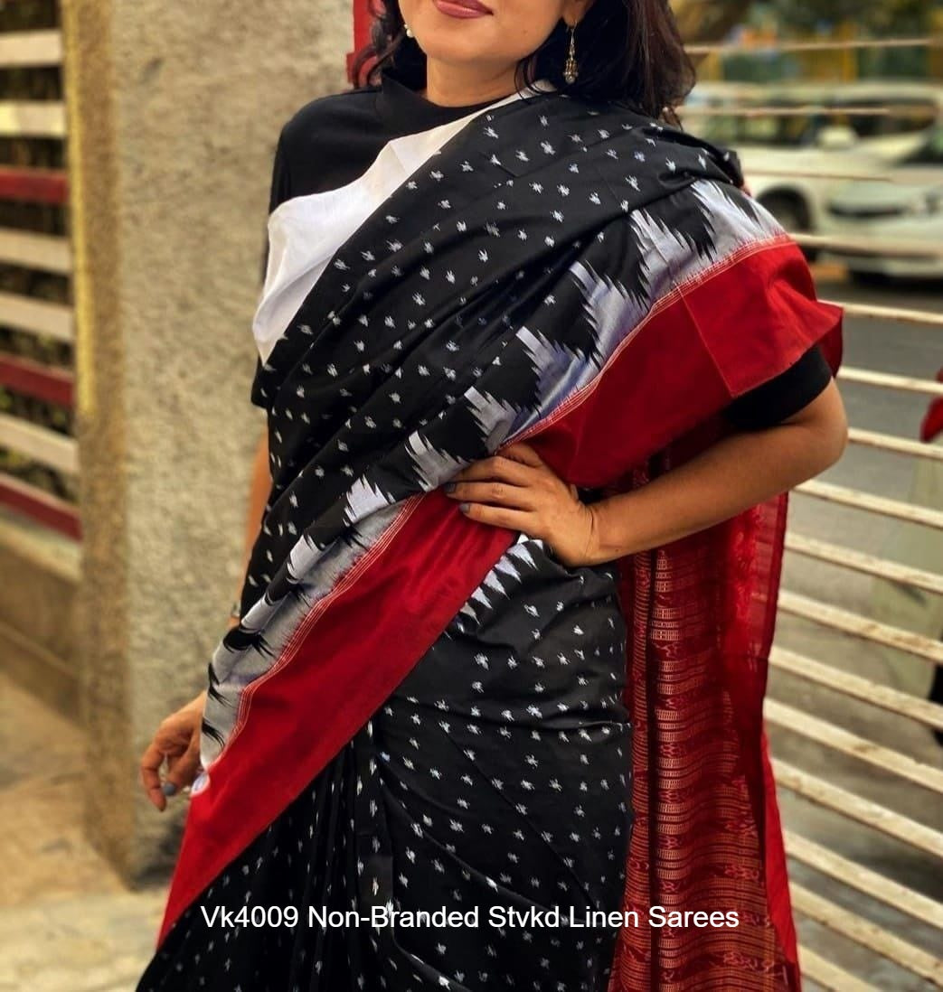 Vk4009 Non-Branded Stvkd Linen Sarees
