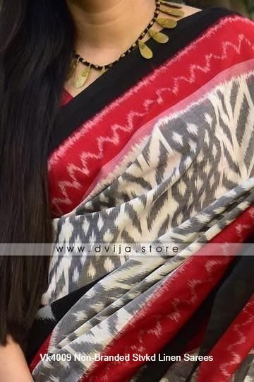 Vk4009 Non-Branded Stvkd Linen Sarees