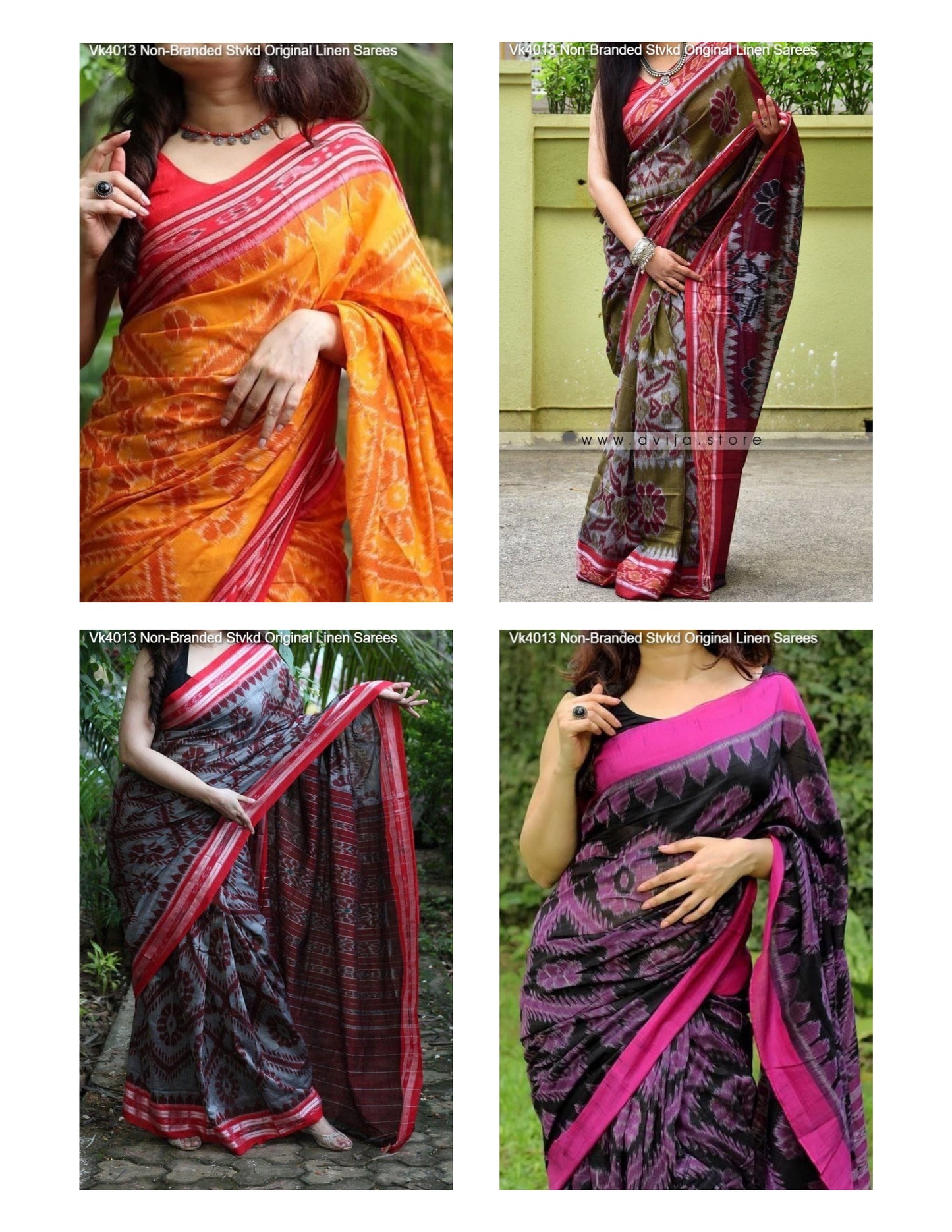 Vk4013 Non-Branded Stvkd Original Linen Sarees