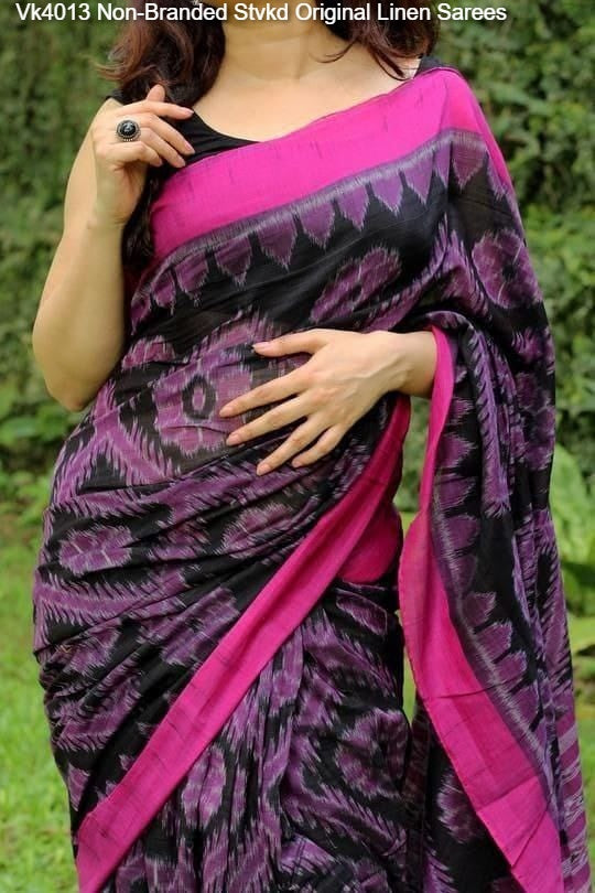 Vk4013 Non-Branded Stvkd Original Linen Sarees