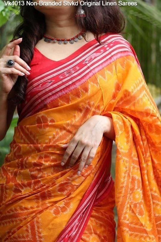 Vk4013 Non-Branded Stvkd Original Linen Sarees