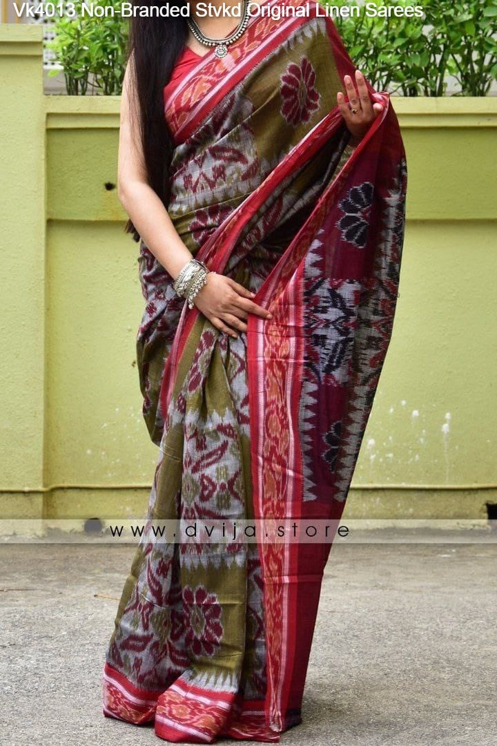 Vk4013 Non-Branded Stvkd Original Linen Sarees