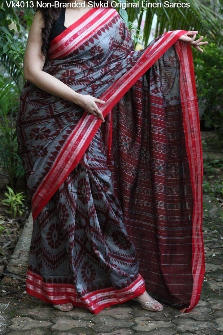 Vk4013 Non-Branded Stvkd Original Linen Sarees