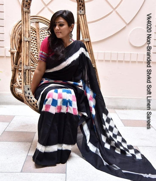 Vk4020 Non-Branded Stvkd Soft Linen Sarees