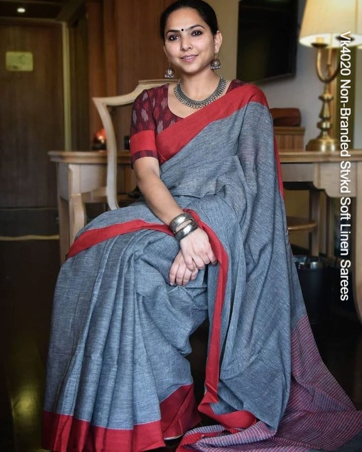 Vk4020 Non-Branded Stvkd Soft Linen Sarees