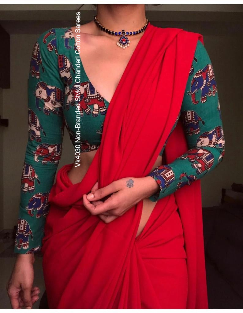 Vk4030 Non-Branded Stvkd Chanderi Cotton Sarees